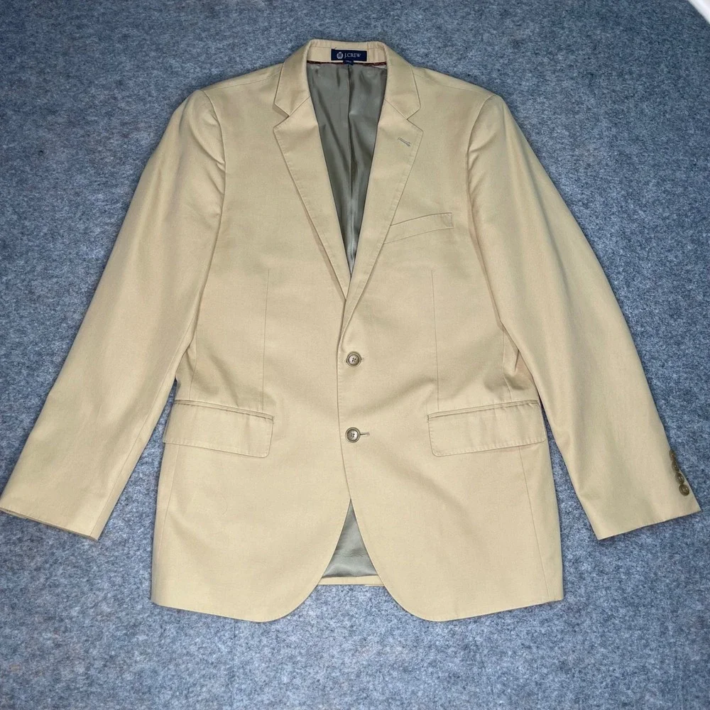 J.Crew Aldridge‎ Jacket Blazer Two Button Cotton Tan Mens Size 40R